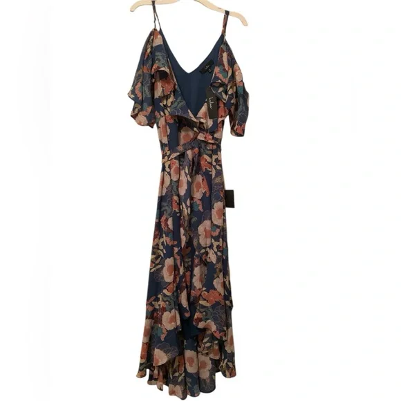 NWT Lulu's Floral High Low Dress with Bluish Teal floral design. - Picture 2 of 10